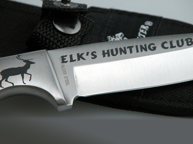 Laser-marked hunting knife, laser-etched knives, MA, RI, CT, NH, ME, VT, NY
