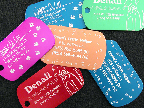 Laser-etched dog tags, dog tag laser engraving services, MA, RI, CT, NH, ME, VT, NY