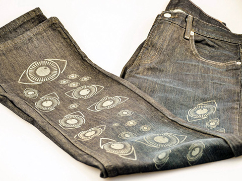 Laser-marked clothing, laser-etched blue jeans, MA, RI, CT, NH, ME, VT, NY